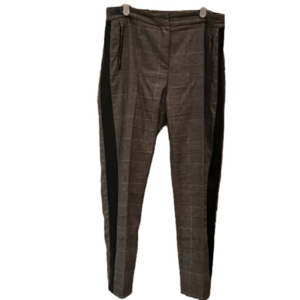 Plaid Skinny Pants with Black Side Stripes